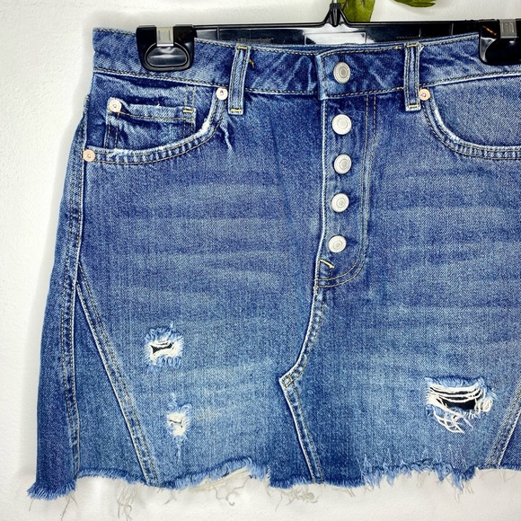 We the Free (Free People) Distressed Denim Skirt - Picture 2 of 5